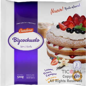 BIZCOCHUELO REDONDO 3 CAPAS VAINILLA 500 GR CONDESA x 1